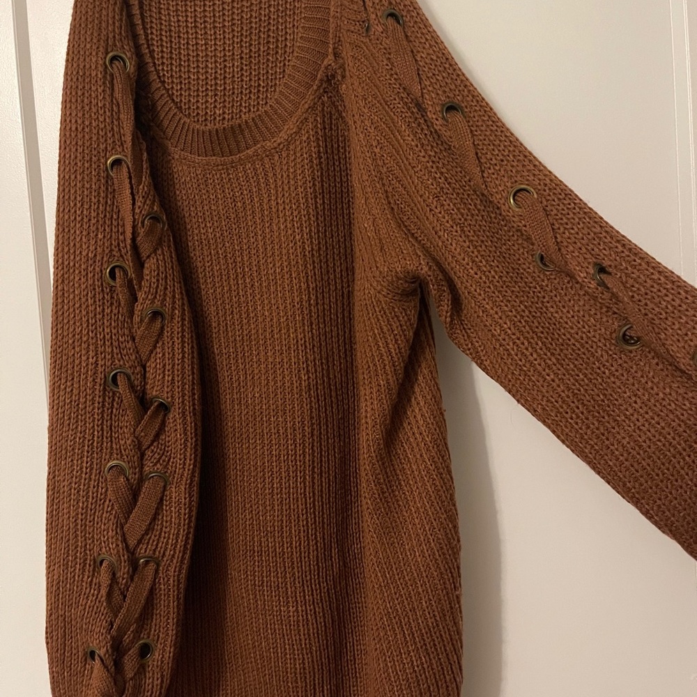Rust Braided Knit Sweater